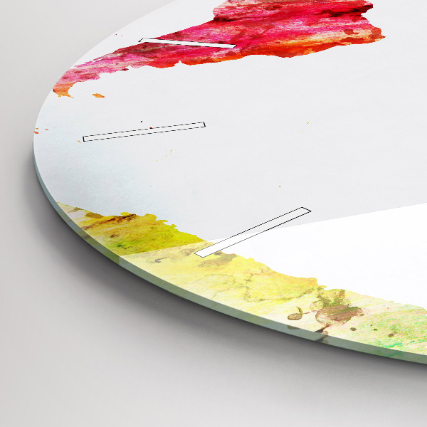 Kulaté skleněné hodiny s fotkou Akvarelová mapa světa