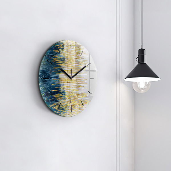 hodiny na skle Dekorativní vzor a zlato