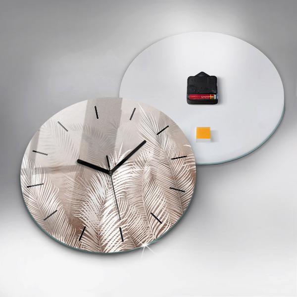 hodiny na skle Tropické boho listy