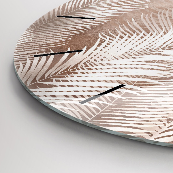 hodiny na skle Tropické boho listy