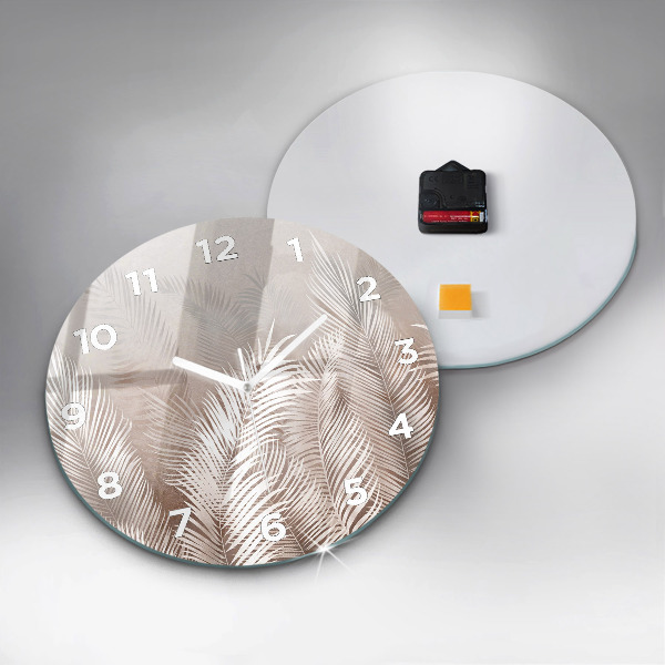 hodiny na skle Tropické boho listy