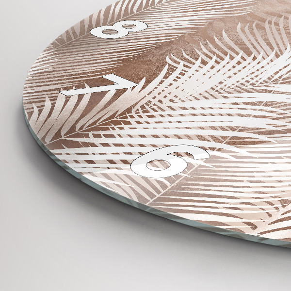 hodiny na skle Tropické boho listy