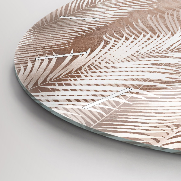 hodiny na skle Tropické boho listy