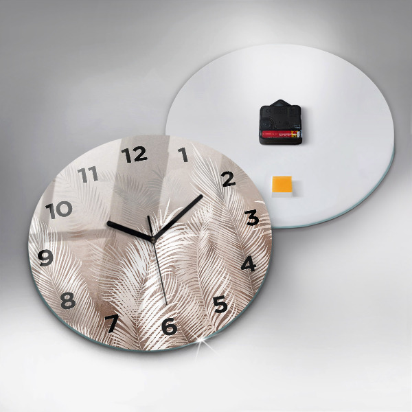 hodiny na skle Tropické boho listy