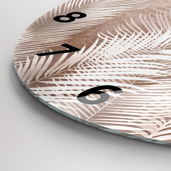 hodiny na skle Tropické boho listy