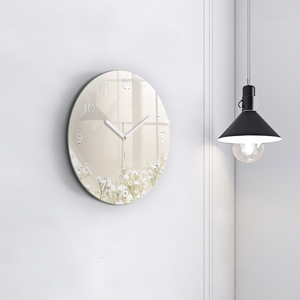 hodiny na skle Rozkvetlé květy gypsophily