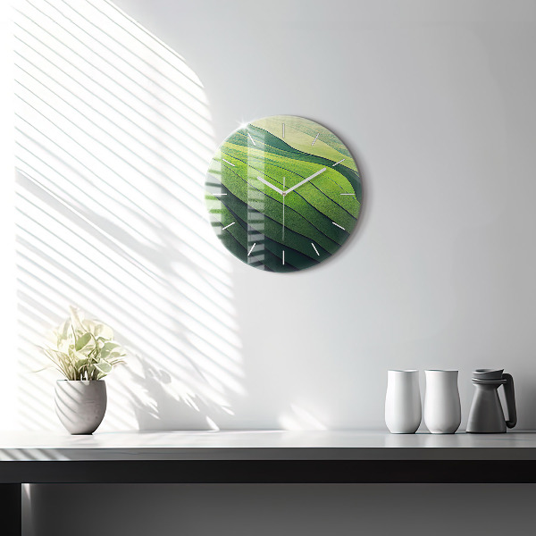 hodiny na skle Abstraktní zelená pole