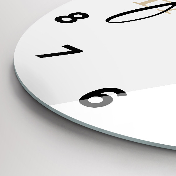 Kulaté skleněné hodiny s fotkou Rodinný nápis