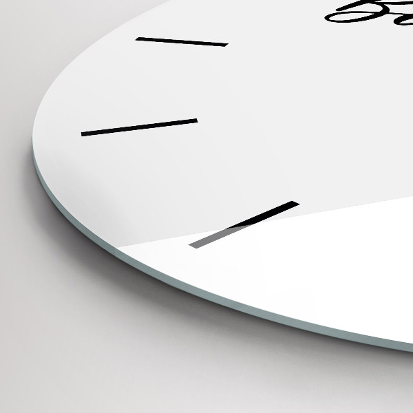 Kulaté skleněné hodiny s fotkou Nápis Bon voyage