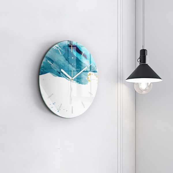 Kulaté skleněné hodiny s fotkou Tahy štětcem