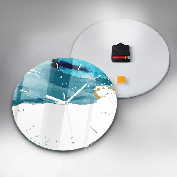 Kulaté skleněné hodiny s fotkou Tahy štětcem