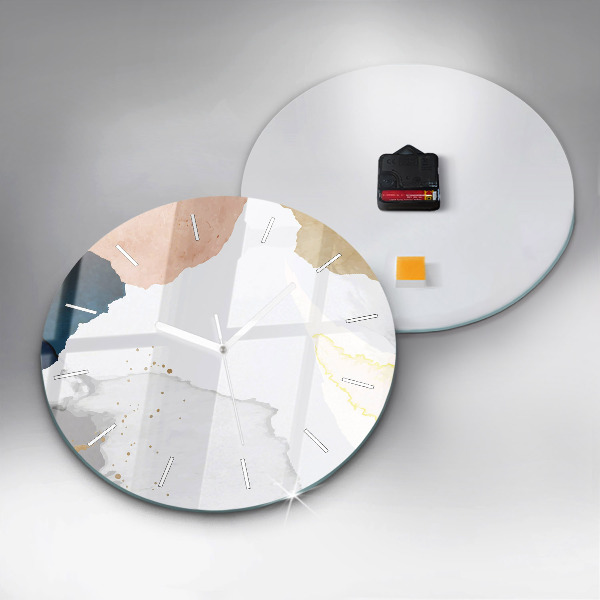 Kulaté skleněné hodiny s fotkou Skvrny abstraktní