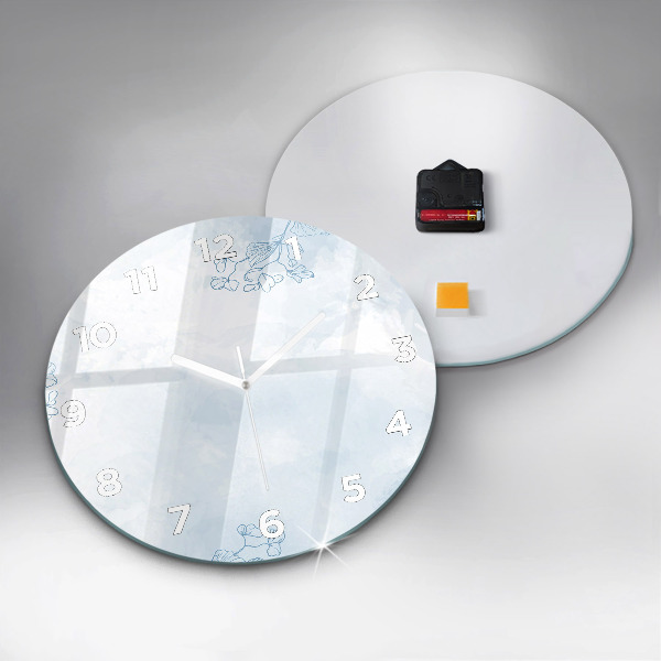 Kulaté skleněné hodiny s fotkou Skica rostlin