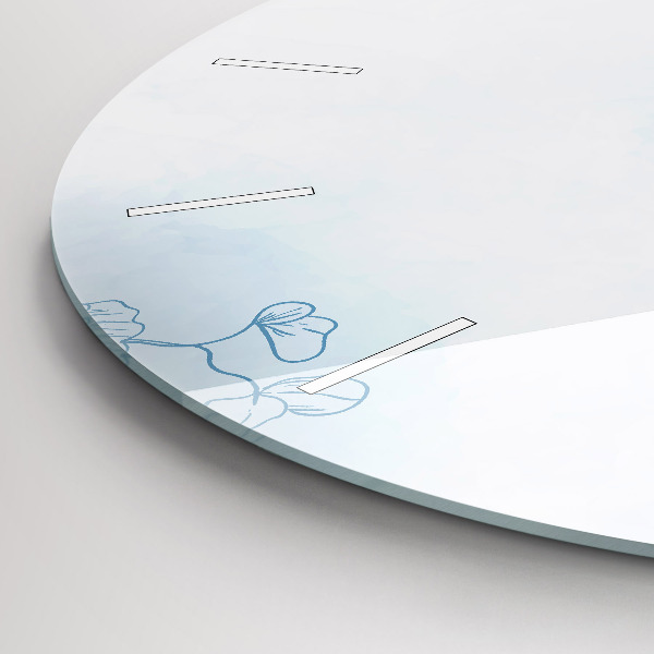 Kulaté skleněné hodiny s fotkou Skica rostlin