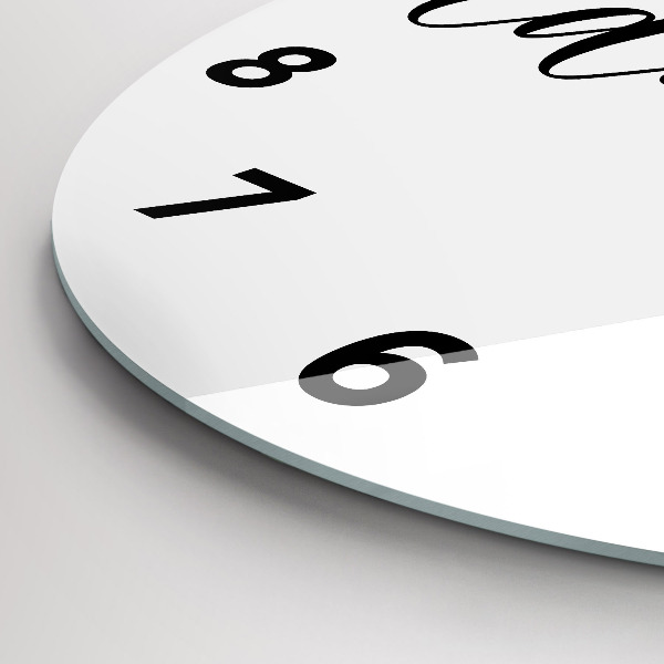 Kulaté skleněné hodiny s fotkou Dobrodružný nápis