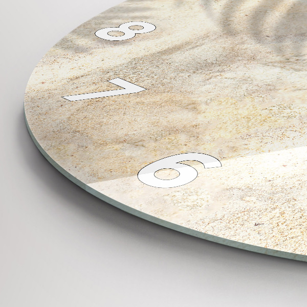 Kulaté skleněné hodiny s fotkou Stín palmového písku