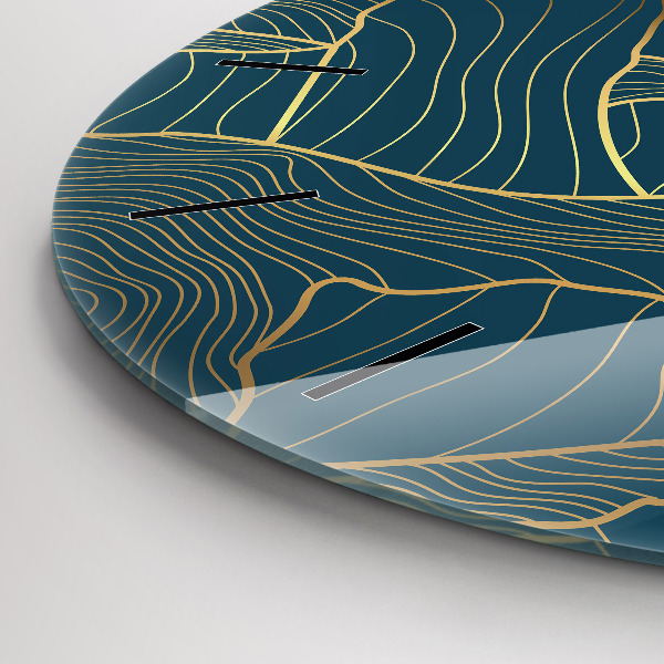 Kulaté skleněné hodiny s fotkou Skica hor