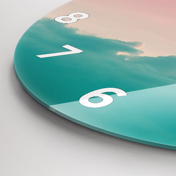 Kulaté skleněné hodiny s fotkou Sklon oblohy a hor