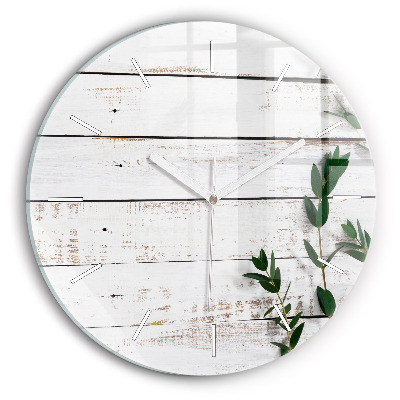 Kulaté skleněné hodiny s fotkou Lehká dřevěná prkna