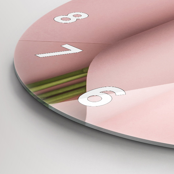 Kulaté skleněné hodiny s fotkou Kytice tulipánů