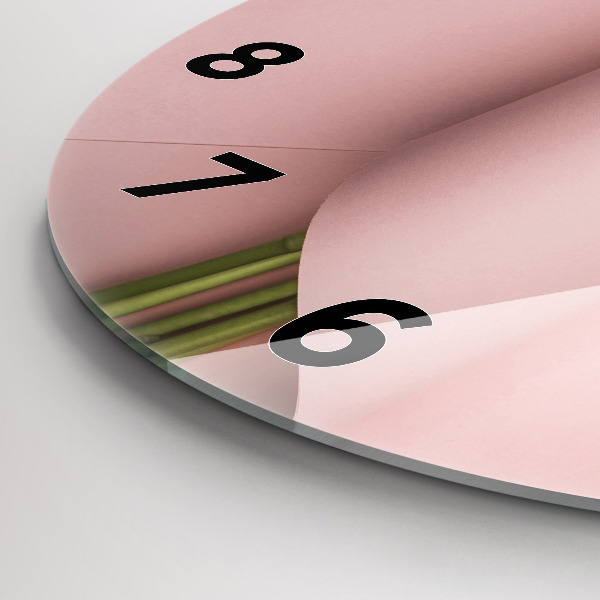 Kulaté skleněné hodiny s fotkou Kytice tulipánů