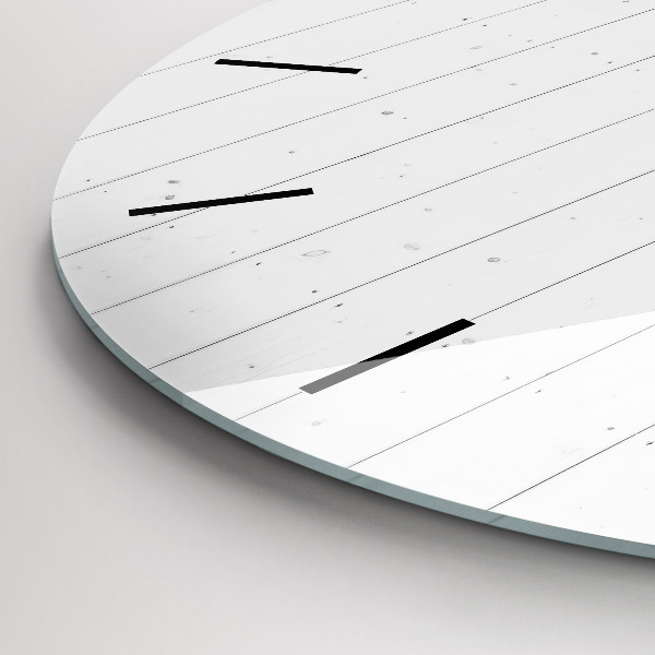 Kulaté skleněné hodiny s fotkou Vzor dřevěných panelů