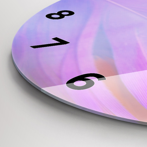 Kulaté skleněné hodiny s fotkou Barevné peří