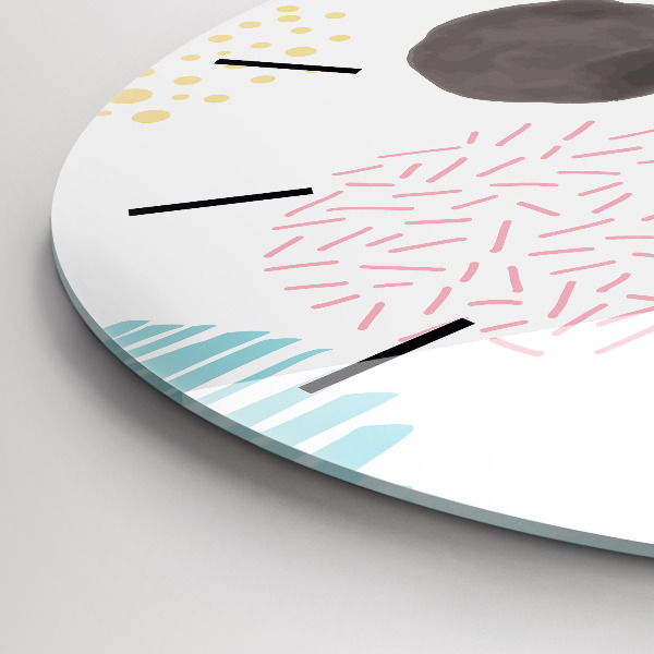 Kulaté skleněné hodiny s fotkou Geometrický vzor