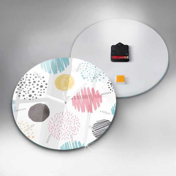 Kulaté skleněné hodiny s fotkou Geometrický vzor