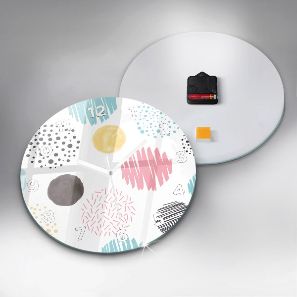 Kulaté skleněné hodiny s fotkou Geometrický vzor