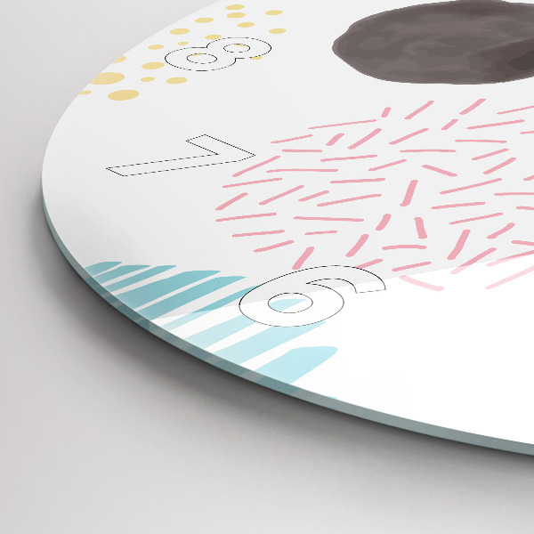 Kulaté skleněné hodiny s fotkou Geometrický vzor