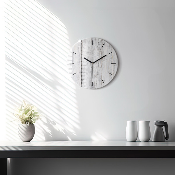 Kulaté skleněné hodiny s fotkou Malovaná prkna