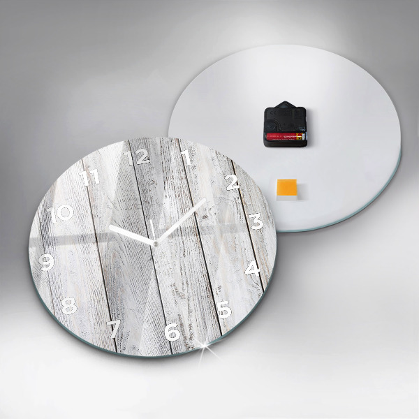 Kulaté skleněné hodiny s fotkou Malovaná prkna