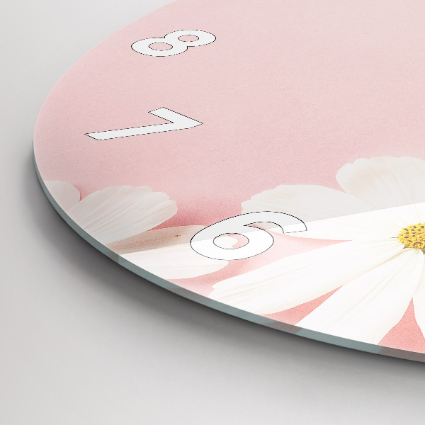 Kulaté skleněné hodiny s fotkou Květy sedmikrásek