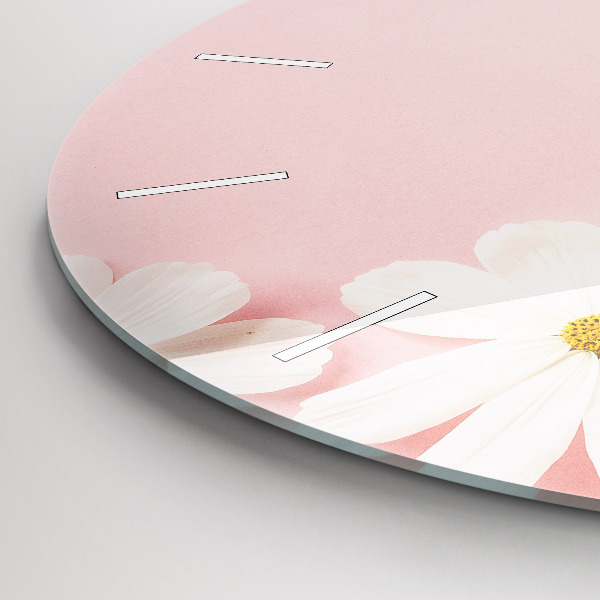 Kulaté skleněné hodiny s fotkou Květy sedmikrásek