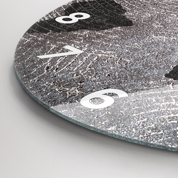 Kulaté skleněné hodiny s fotkou Betonová mapa světa