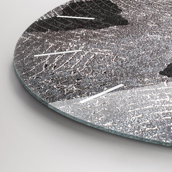 Kulaté skleněné hodiny s fotkou Betonová mapa světa