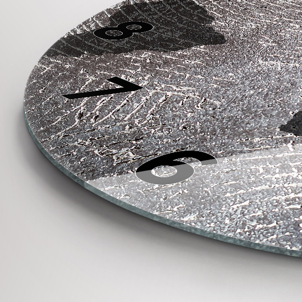 Kulaté skleněné hodiny s fotkou Betonová mapa světa