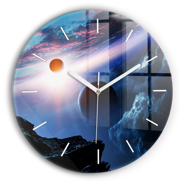 Kulaté skleněné hodiny s fotkou Velká galaxie