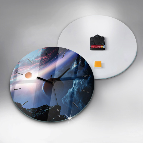 Kulaté skleněné hodiny s fotkou Velká galaxie