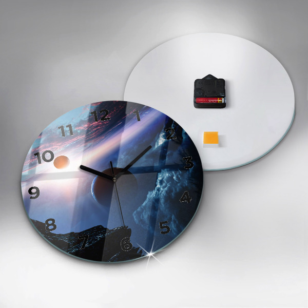 Kulaté skleněné hodiny s fotkou Velká galaxie