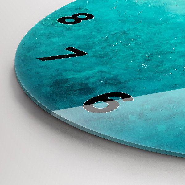 Kulaté skleněné hodiny s fotkou Mořský písek na pláži