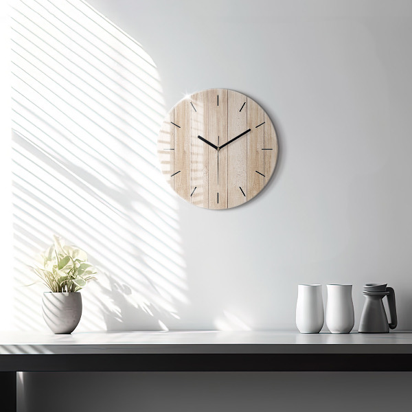 Kulaté skleněné hodiny s fotkou Dřevěná textura