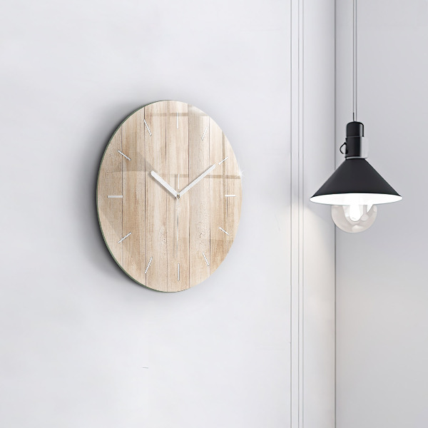 Kulaté skleněné hodiny s fotkou Dřevěná textura