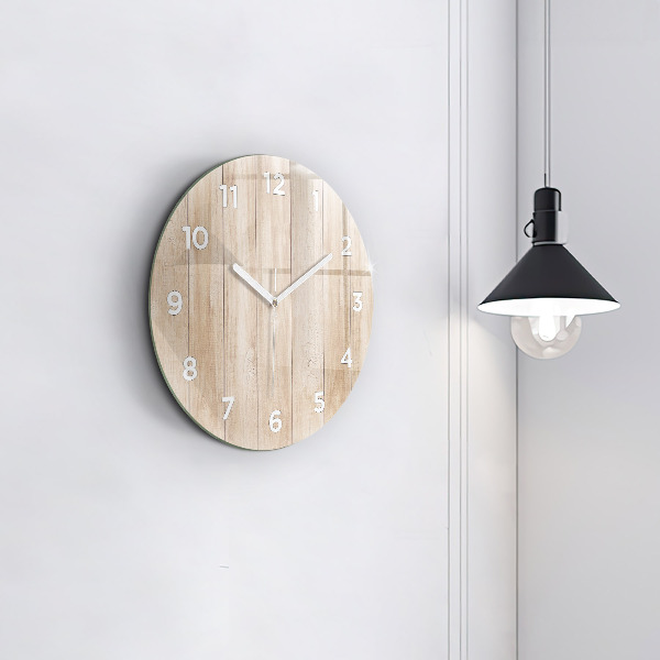 Kulaté skleněné hodiny s fotkou Dřevěná textura