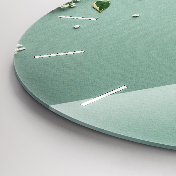 Kulaté skleněné hodiny s fotkou Jemné květiny