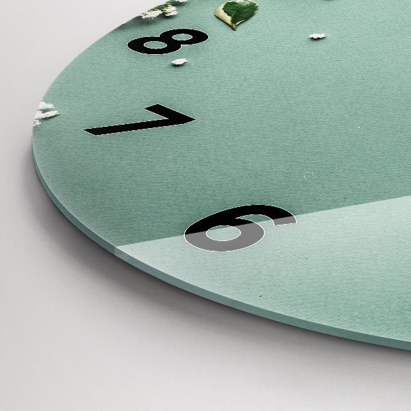 Kulaté skleněné hodiny s fotkou Jemné květiny