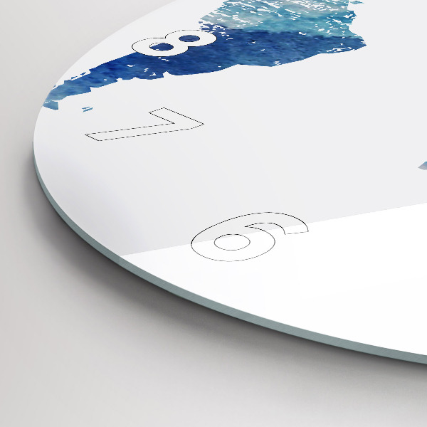 Kulaté skleněné hodiny s fotkou Mapa světa