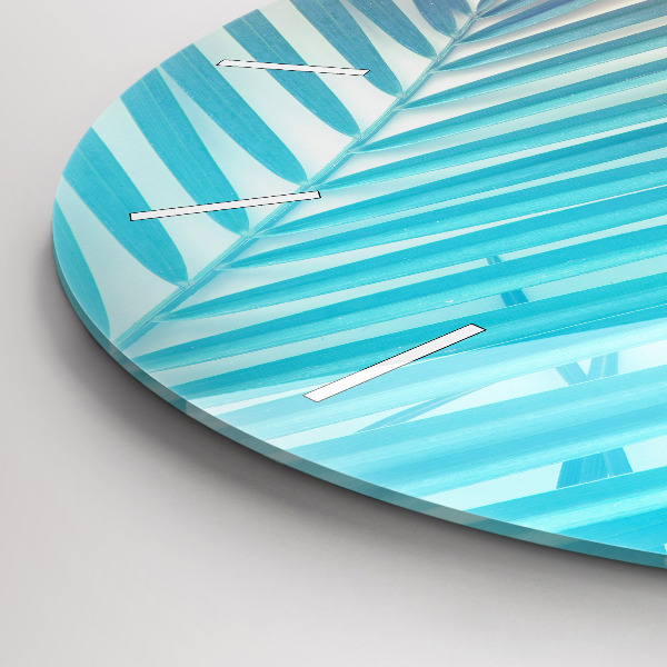 Kulaté skleněné hodiny s fotkou Tropická palma