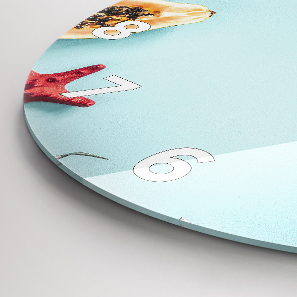 Kulaté skleněné hodiny s fotkou Prázdninová kompozice